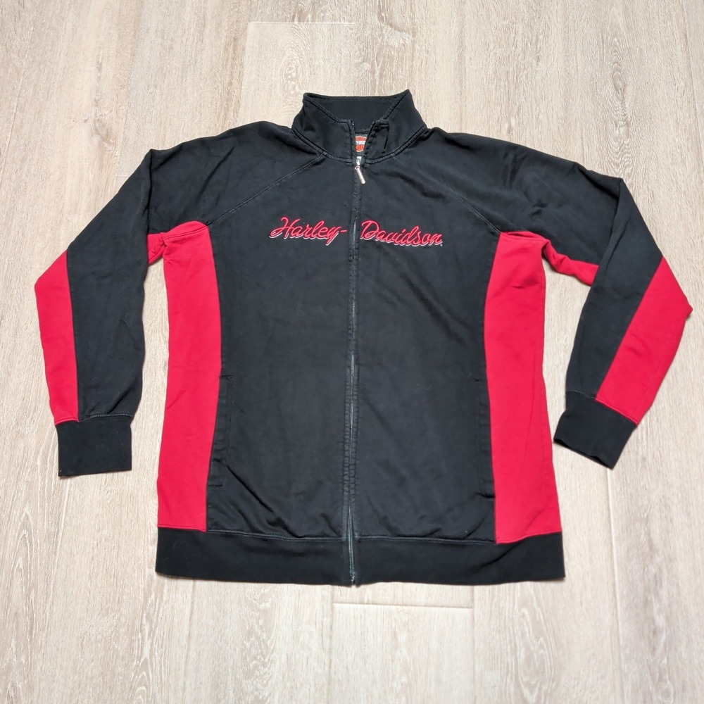 Harley-Davidson HD Zip Up Sweatshirt Mens XL Black Red Bossier City LA Biker Y2K